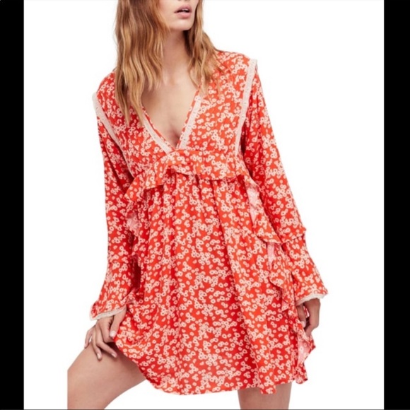 Free People Like You Best Orange Floral Mini Dress - Picture 13 of 14